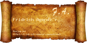Fridrich Agenór névjegykártya